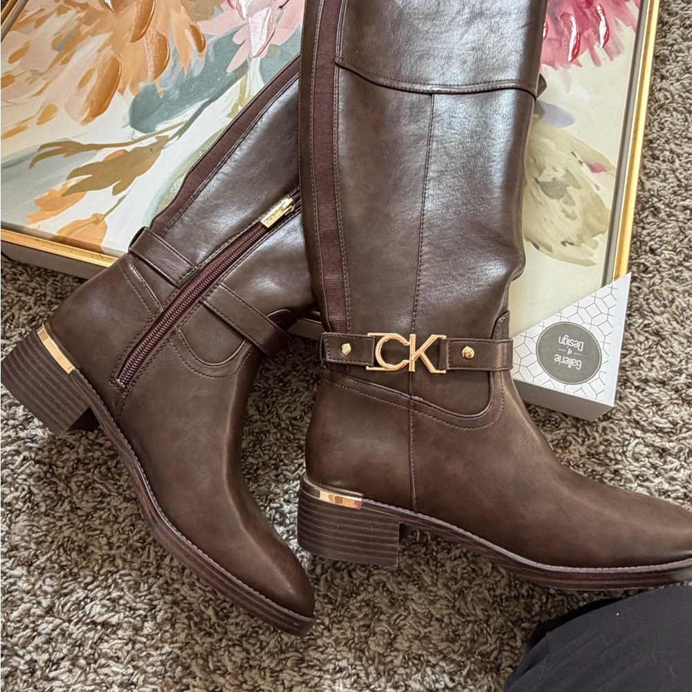 Calvin Klein Women's Dark Brown Over the Knee Boots